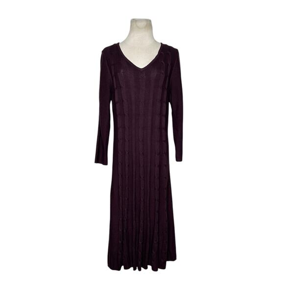 Nine West burgundy 3/4 sleeves cable knit midi dress size XL - Picture 10 of 13